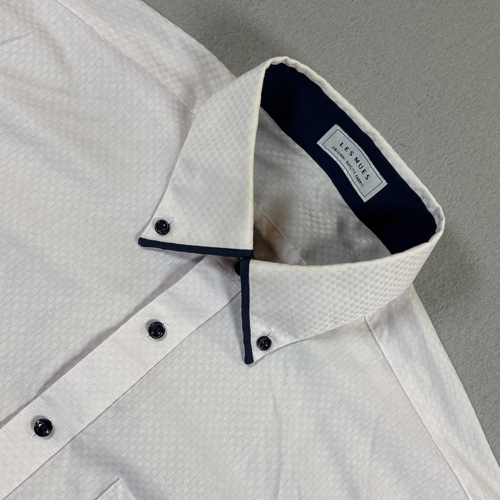 LES MUES Pink Geometric Medium Easy Iron Button Down Shirt